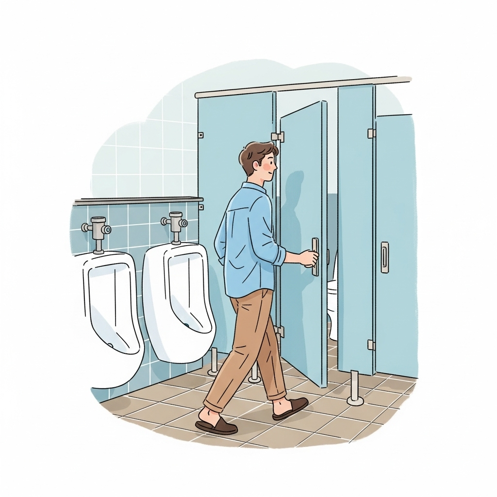 Using a stall to pee while locked